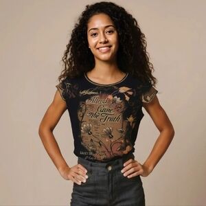 💚 WESTBOUND "Along Came The Truth" Whimsical Abstract Womens Top Size Small